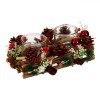 Suport Decorativ de Crăciun pentru Lum&acirc;nări, Sticlă și Lemn, Set 2 Bucăți, Multicolor, Dimensiune 25x19x11 cm, Diametru 8 cm, Oem
