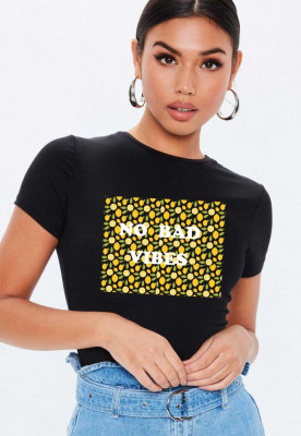 Tricou dama negru - No Bad Vibes - XL foto