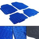 Set covorase din cauciuc pentru masina 4 bucati Aspect tabla cu carouri din aluminiu Universal Cromat Albastru Performance AutoTuning