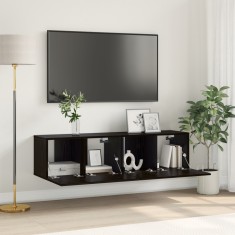 vidaXL Set Dulap TV Stejar Negru Lemn prelucrat Mic Dulap TV