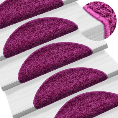 vidaXL Covorașe scări, 10 buc., 56x17x3 cm, violet, semirotunde foto