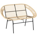 Outsunny Fotoliu de gradina pentru doua persoane din Polyrattan, rezistent la intemperii, imprimat cu design impletit din ratan, rezistent la UV, 260k