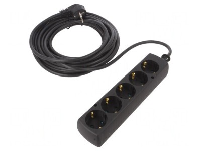 Prelungitor Schuko 5 Prize PVC Negru foto