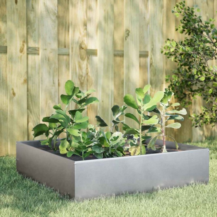vidaXL Strat &icirc;nălțat de grădină, 100x100x25 cm, oțel galvanizat 851036