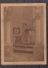 Romania Sant Bistrita Nasaud - interior Biserica 1906 preot Grapini foto pe carton format mare CK, Necirculata, Fotografie