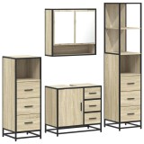 Cumpara ieftin Set de mobilier de baie din 4 piese din lemn de stejar Sonoma