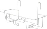 Suport metalic pentru ghiveci pe balustrada Strend Pro Garden, alb, 65 cm