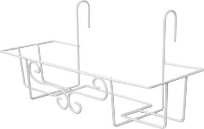 Suport metalic pentru ghiveci pe balustrada/balcon, alb, 65 cm foto