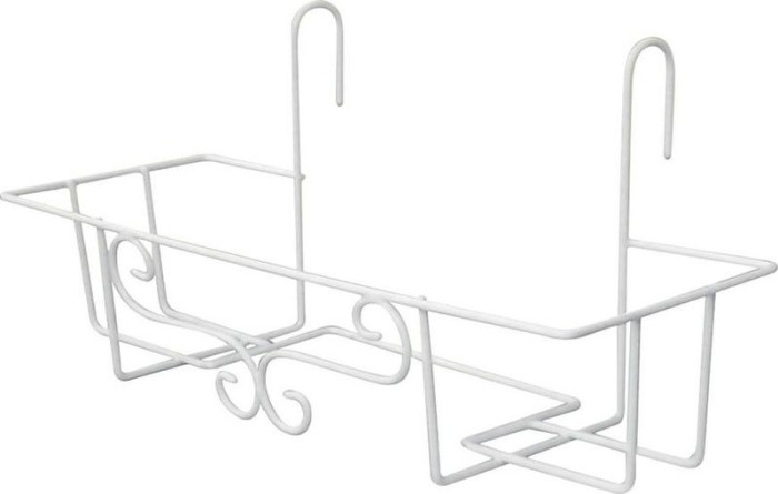 Suport metalic pentru ghiveci pe balustrada/balcon, alb, 65 cm