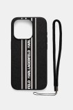 Karl Lagerfeld carcasă de telefon iPhone 15 Pro culoarea negru, KLHCP15LPAMSCNSP