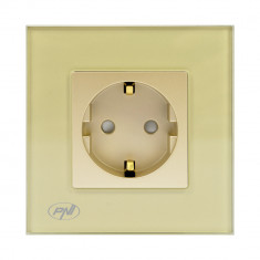 Priza simpla incastrabila PNI WP101G cu rama din sticla, Gold culoare auriu, 16A 3000W PNI-WP101G