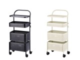 Set 2 carucioare servire fier alb negru 30 x 22,5 x 71 cm
