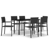 Cumpara ieftin Set de servit masa pentru gradina, 7 piese, negru