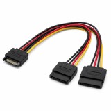 Cumpara ieftin Cablu alimentare SATA Qoltec 1x SATA 15 pini la 2x SATA 15 pini, 20 cm, splitter alimentare HDD/SSD