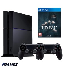 Consola Sony Playstation 4 Ps4 500gb + Doua Controllere + Thief PlayStation 4, Second-Hand