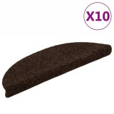 vidaXL Covorașe pentru scări autoadezive, 10 buc., 56x17x3 cm, maro, semirotunde 149689