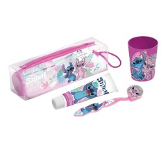 Set ingrijire dentara pentru copii, pahar, pasta de dinti, periuta si etui, Stitch, 1278