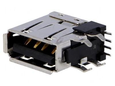 Soclu USB A PCB THT 90&amp;deg; 4 pini foto