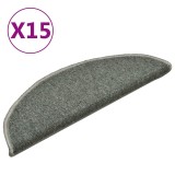 Cumpara ieftin Covorase pentru scari, 15 buc., 56x17x3 cm, verde inchis, semirotunde