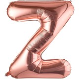 Balon folie metalizata litera z, flippy, 100 cm, umflati cu heliu sau aer, ambalaj individual, pai inclus, rose gold