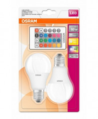 Set 2 becuri led rgb osram e27 9w 806 lumeni foto