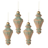 Cumpara ieftin Set 4 globuri sticla verde cupru 6x14 cm