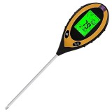 Cumpara ieftin Acid meter tester de pH pentru sol horticole, masurare temperatura, umiditate si lumina, afisaj iluminat, sonda 20 cm, galben