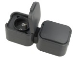 Conector alimentare AC 250VAC 16A cu &icirc;mpăm&acirc;ntare, 2P+PE, gri, pt. perete