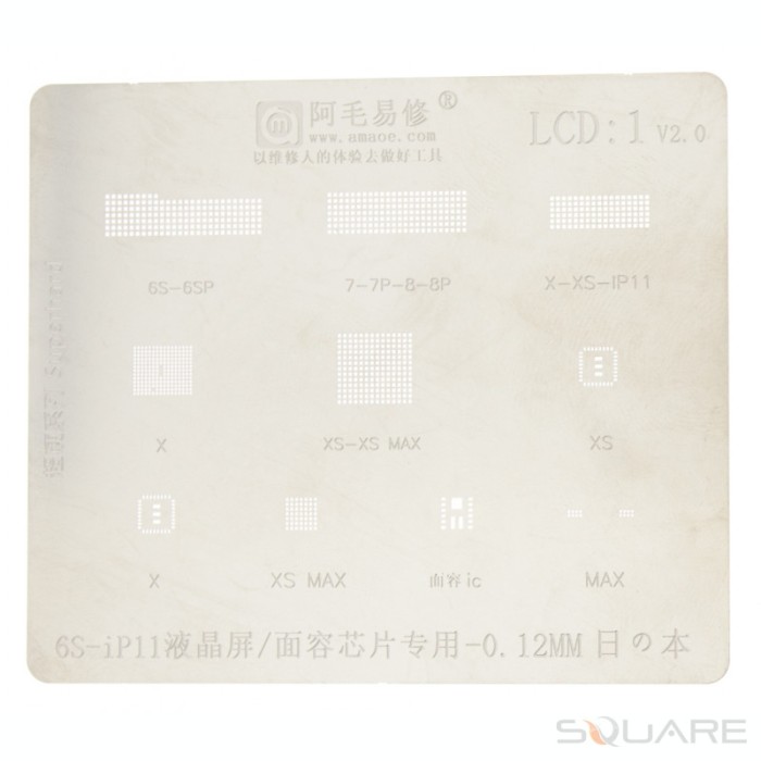 BGA Reballing iPhone 6s-Xs Max, Display IC chip BGA reball stencil face chip steel mesh