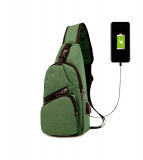 Geanta crossbody, umar sau piept cu port de incarcare USB-Culoare Verde, Oem