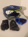 Casca Moto Enduro ATV + Ochelari + Manusi + Cagula, ABS, Protectie ECE, Interior Detasabil, L, M, S, XL