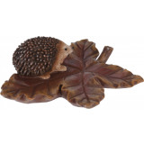 Decoratiune Hedgehoge on Leaf v1,16.8x15x5.3 cm, polistone, maro