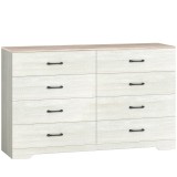 HOMCOM Comodă cu 8 Sertare pentru Dormitor, Modernă, cu M&acirc;nere, Spațioasă pentru Sufragerie, Cameră și Hol, 140x40x86 cm, Nuc și Gri Deschis | Aosom R