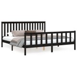 Cumpara ieftin Cadru pat cu tablie 200x200 cm, negru, lemn masiv de pin