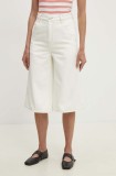 Answear Lab pantaloni scurti jeans femei, culoarea bej, neted, high waist
