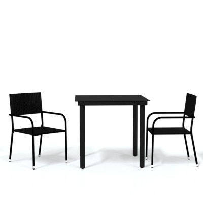 Set de mobilier pentru gradina, 3 piese, negru foto