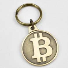 Breloc pentru chei, model Bitcoin, 25 mm - Alama foto