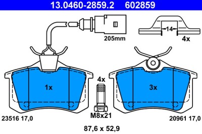 ATE 13.0460-2859.2 set placute frana,frana disc foto