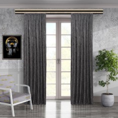 Set doua draperii nisip, blackout 80 %, gri inchis