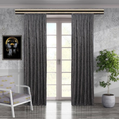 Set doua draperii nisip, blackout 80 %, gri inchis foto