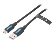 Cablu USB 2.0 A la C 1,5m negru 480Mbps PVC