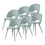 Set 6 scaune dining Karijoki, tapitate, vernil deschis, [en.casa]