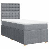 Cumpara ieftin Pat continental cu saltea, gri deschis, 80x200 cm, textil