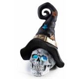 Cumpara ieftin Figurina Halloween Craniu polirasina textil multicolor cu leduri cm 13,5 x 11 x 18,5 H