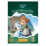 Disney. Regatul de gheata. Sarbatori cu Olaf. Sa pictam cu Olaf. Carte de colorat cu pensula si acuarele - Disney