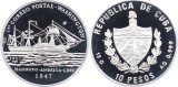 D2 CUBA 10 Pesos/ First Post Service - ship Washington/Argint .999,15 g /PROOF