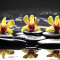Fototapet de perete autoadeziv si lavabil Orhidee galbene cu pietre, 300 x 250 cm
