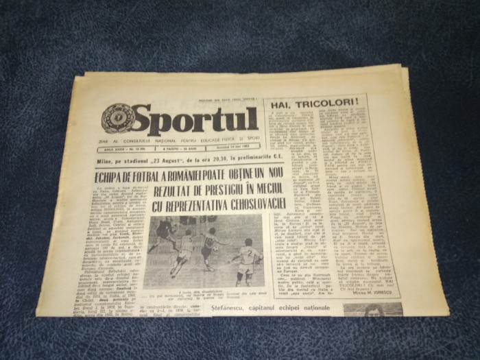 ZIARUL SPORTUL 14 MAI 1983 ROMANIA CEHOSLOVACIA