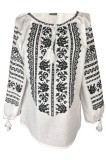 Bluza dama O25 alb crystal/negru marimea S