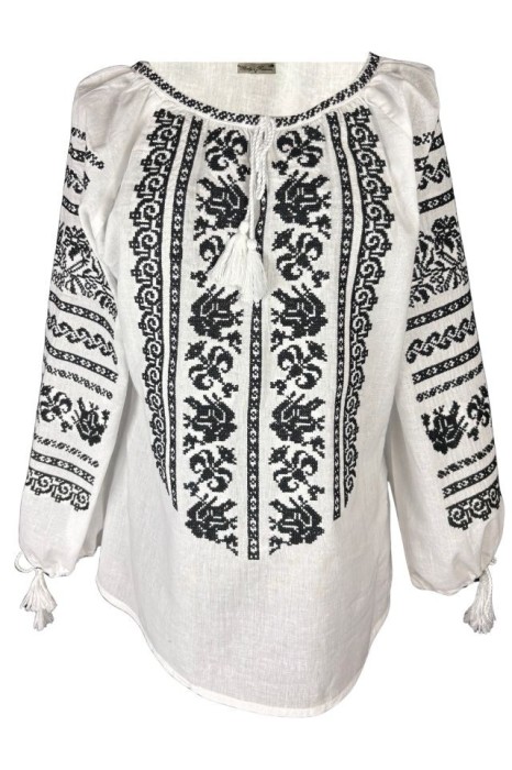 Bluza dama O25 alb crystal/negru marimea S